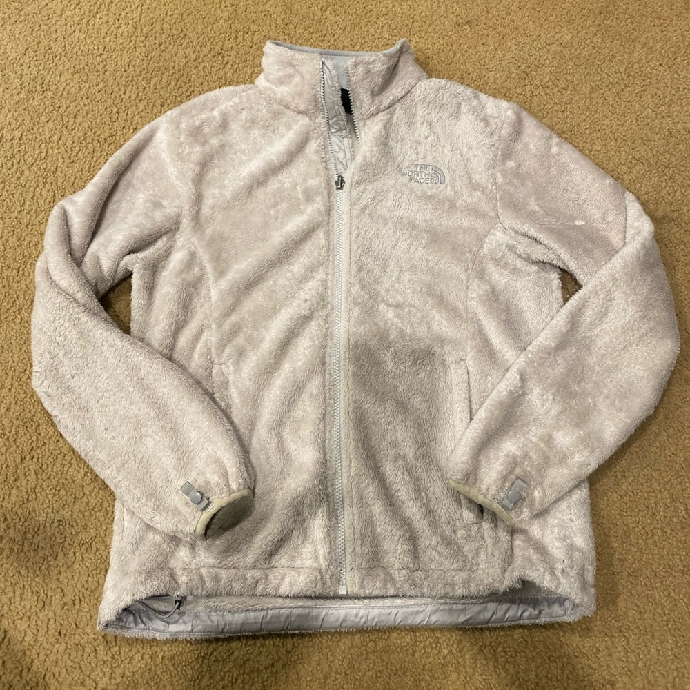 North face cream color fuzzy fleece jacket